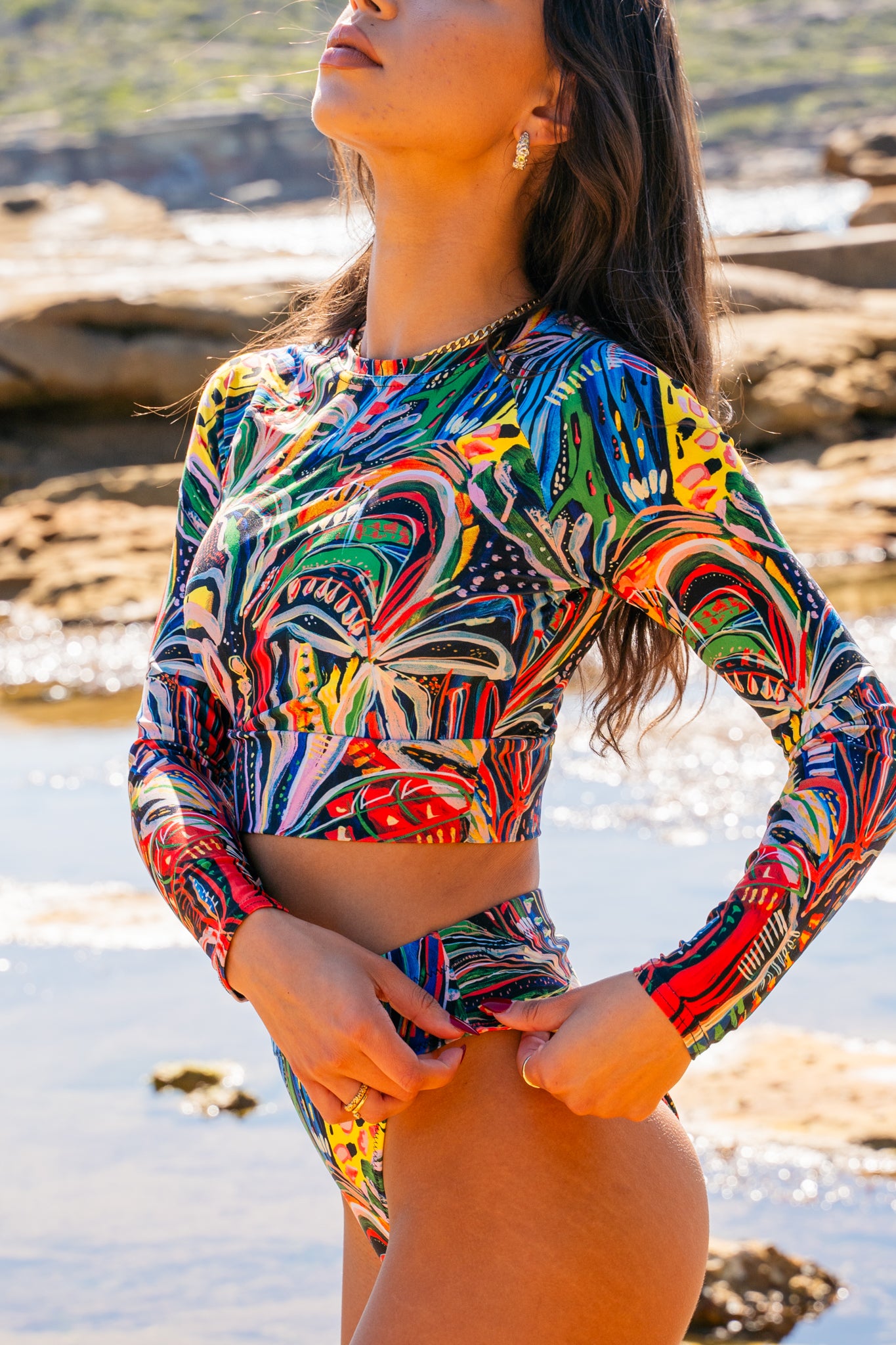 Club Tropicana - Rashguard court à manches longues pour femme