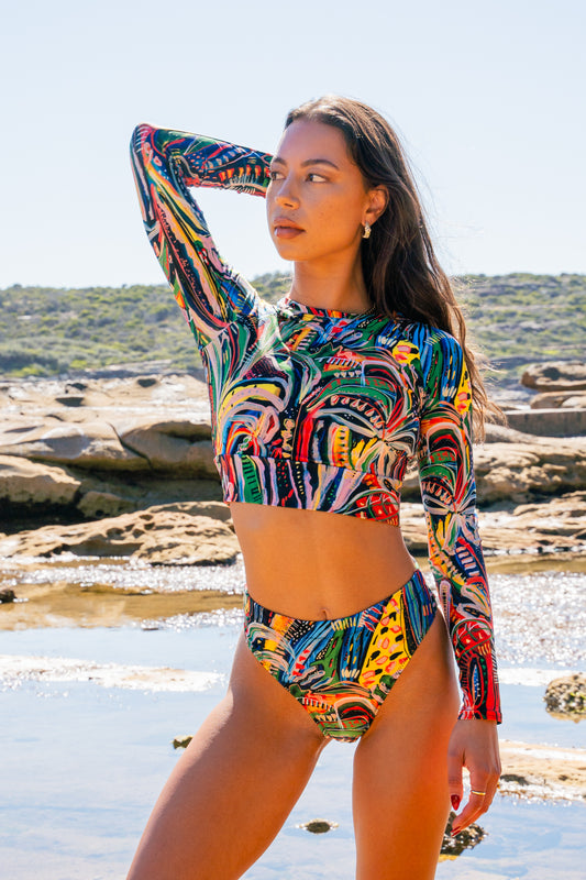 Club Tropicana - Rashguard court à manches longues pour femme