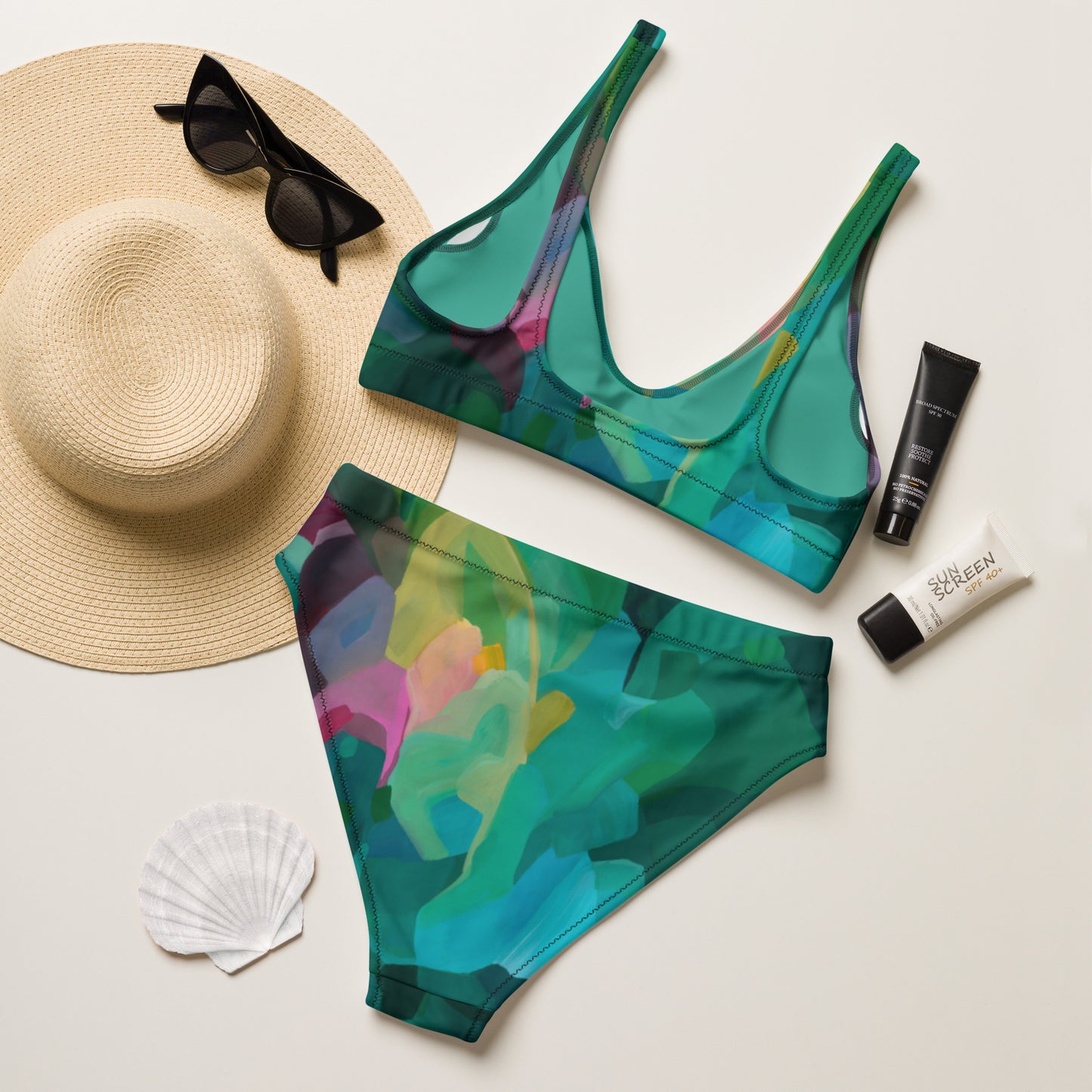 Priceless Emerald high-waisted bikini separates