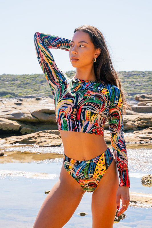 Club Tropicana - Long - sleeve Crop Rashguard women - Milpali Crop Top Rashie