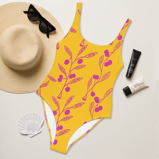 Wattle Tree Flower in Yellow One - Piece Swimsuit - Milpali