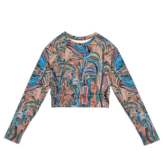 Beach Oasis long-sleeve Crop Rash Guard - Milpali crop top