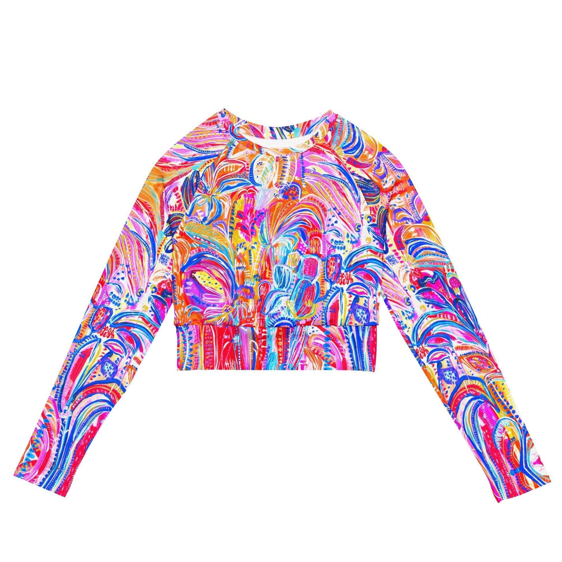 Floral Delight long-sleeve Crop Rash Guard - Milpali