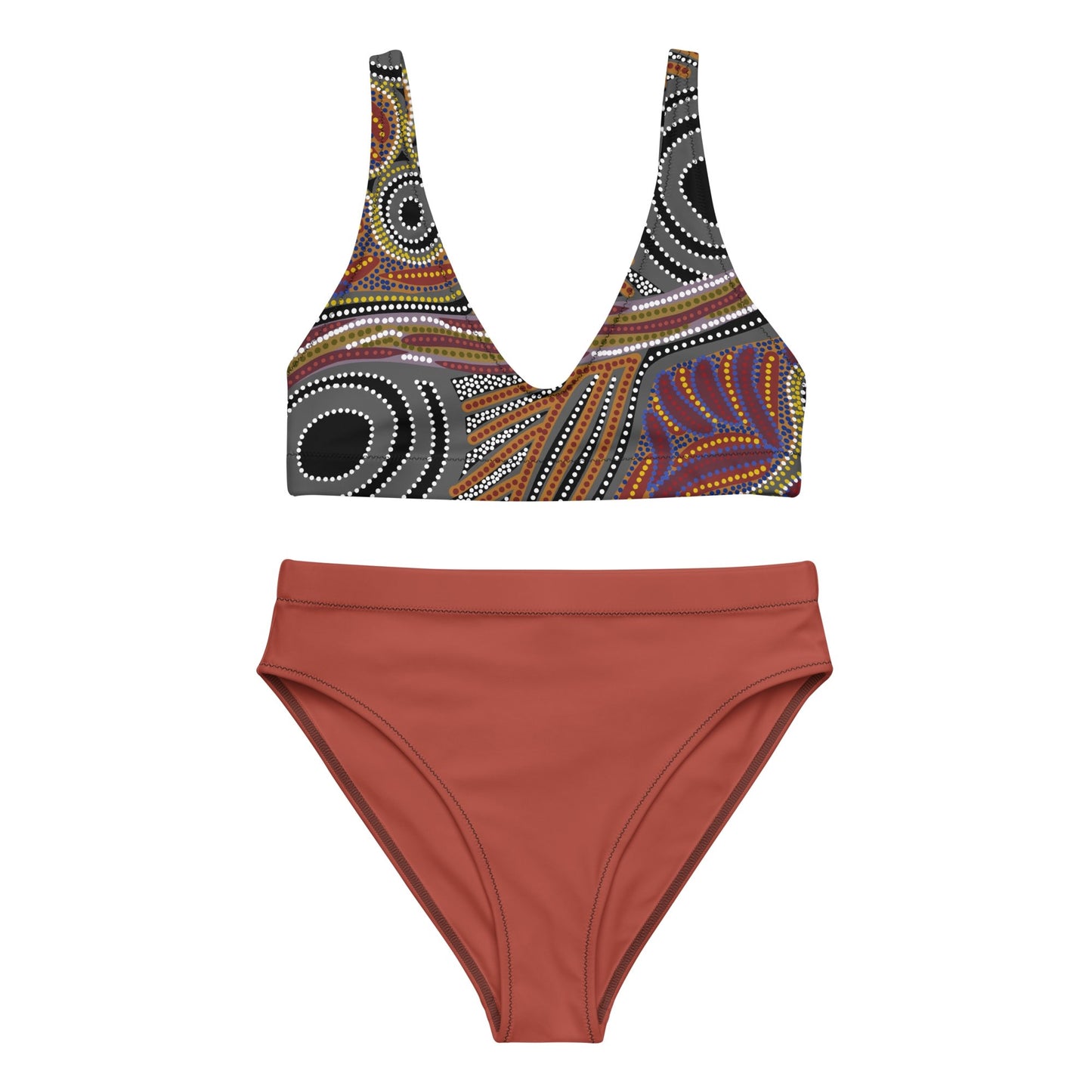 Kungka in Red - High Waisted Sustainable Swimsuit Separates - Milpali Swimwear