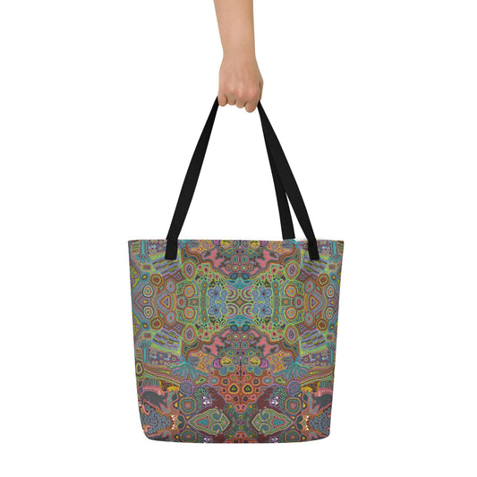 Ninu Large Beach Tote Bag with pocket - by Veronica Reid - Milpali Tote Bag