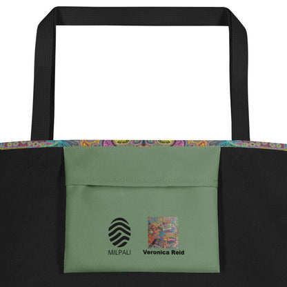 Ninu Large Beach Tote Bag with pocket - by Veronica Reid - Milpali Tote Bag