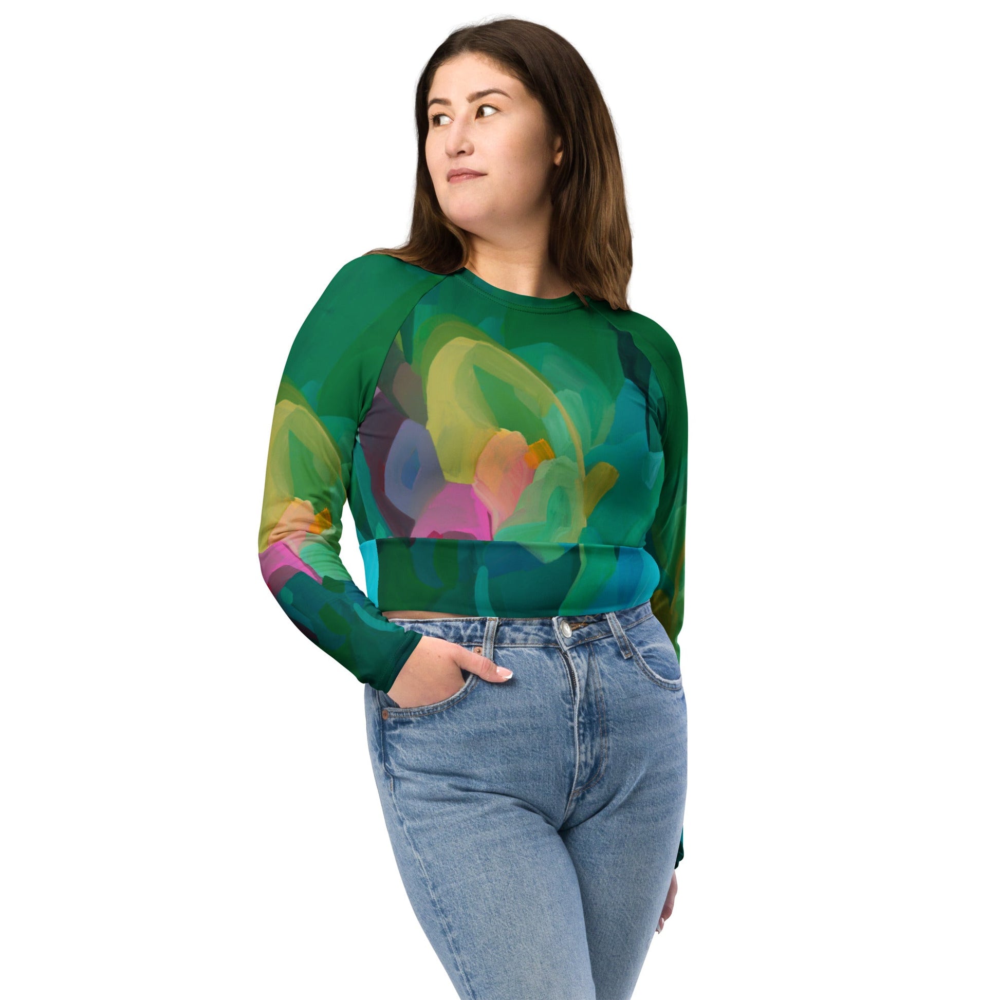 Priceless Emerald long-sleeve Crop Rash Guard - Milpali