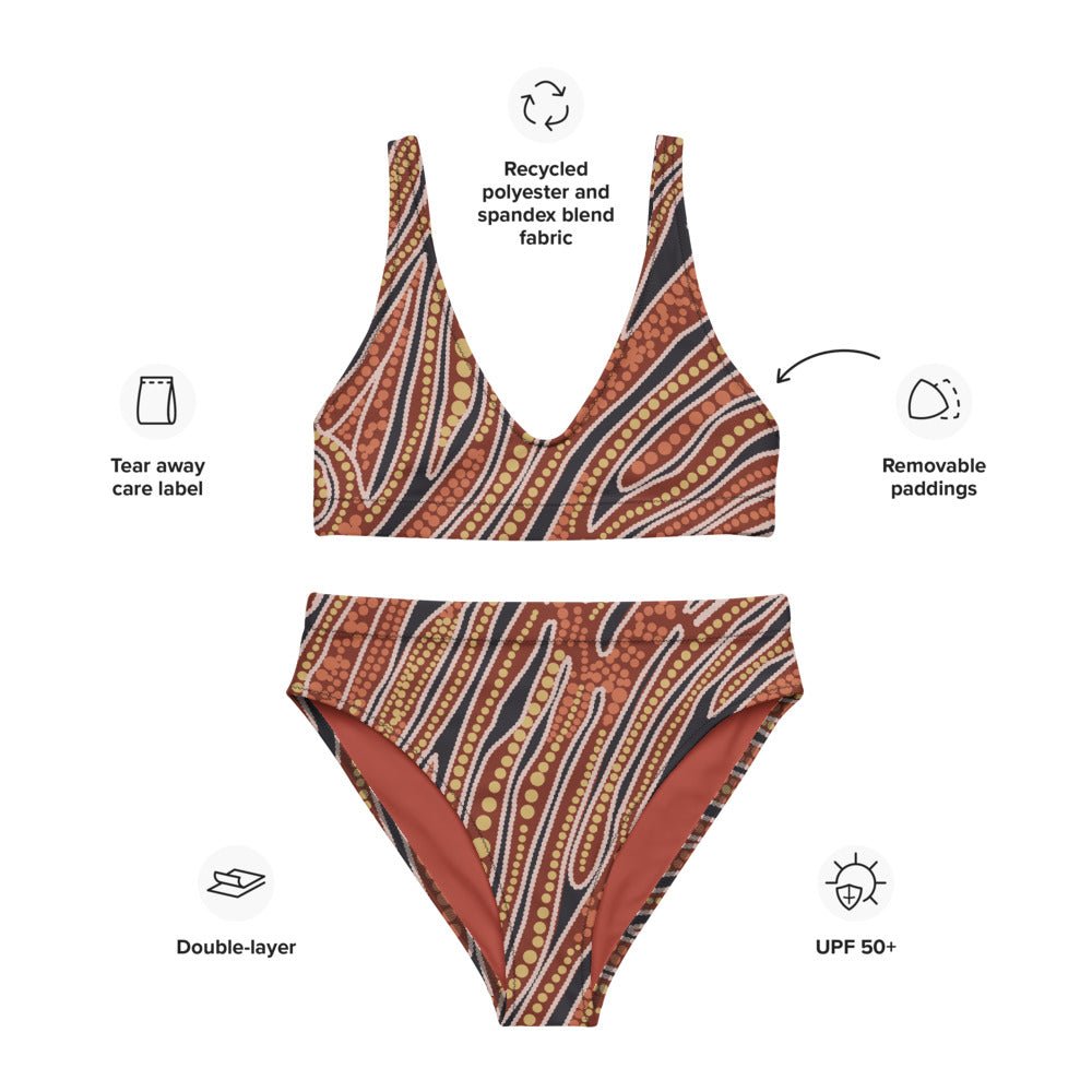 Red Earth - High Waisted Sustainable Swimsuit separates - Milpali Swimwear